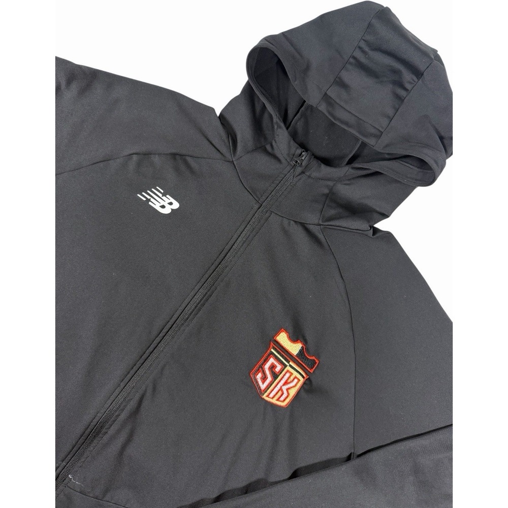 New Balance Full Zip Hooded Track Jacket Black Men's XL Paint Stains